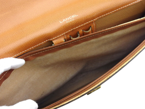 LANCEL ビジネスバッグ 黒と茶色 レザー ランセル LANCEL ブリーフ