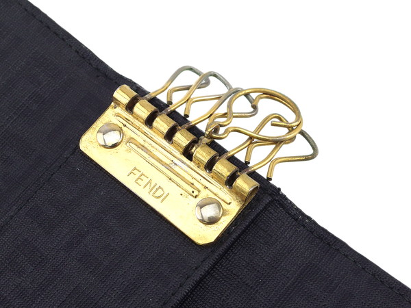 フェンディ FENDI キーケースズッカ ブラックFF×ゴールド レディース 中古