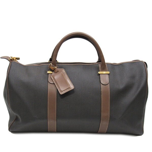 【BIGお買い物ラリー★30%OFFセール中】ダンヒル Dunhill ボストンバッグヘリンボーン グレー 灰色 ブラウン レディース 中古