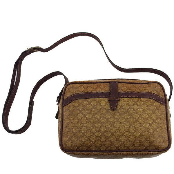 【BIGお買い物ラリー★30%OFFセール中】セリーヌ CELINE ショルダーバッグマカダム ブラウン×ベージュ レディース 中古