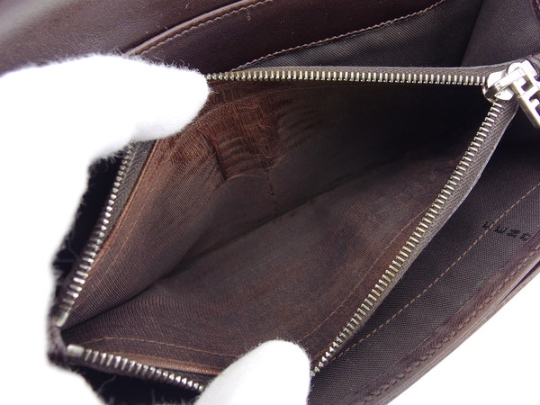 【ポイント超超祭★20％OFFセール中】フェンディ FENDI 長財布ズッカ ダークブラウン×ブラック×ベージュ レディース 中古