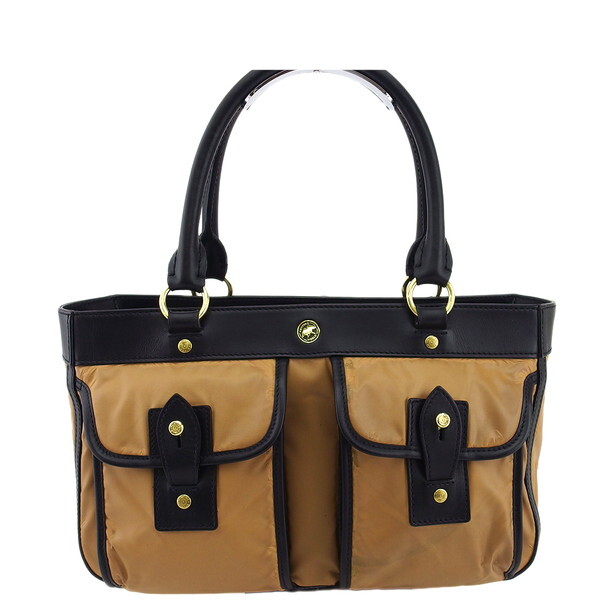 【BIGお買い物ラリー★30%OFFセール中】ハンティングワールド HUNTING WORLD ハンドバッグ ベージュ×ブラック×ゴールド レディース 中古