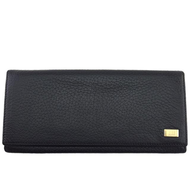 【BIGお買い物ラリー★30%OFFセール中】ダンヒル Dunhill 長財布 アボリティーズ ブラック×ゴールド レディース 中古