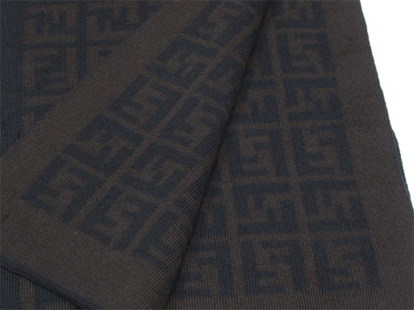 フェンディ FENDI マフラー ズッカ ブラック ブラウン レディース 中古