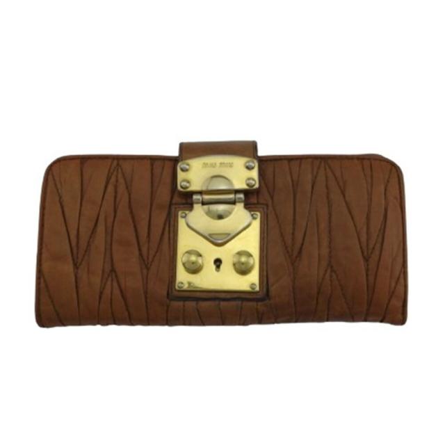 【BIGお買い物ラリー★30%OFFセール中】ミュウミュウ MIUMIU 長財布マテラッセ ブラウン レディース 中古