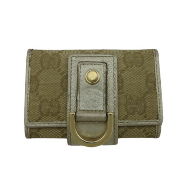 【BIGお買い物ラリー★30%OFFセール中】グッチ GUCCI キーケースGG柄 ベージュ×ゴールド レディース 中古