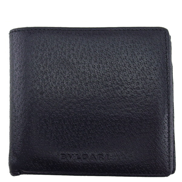 【BIGお買い物ラリー★30%OFFセール中】ブルガリ BVLGARI 二つ折り財布クラシコ ロゴ入り ブラック レディース 中古