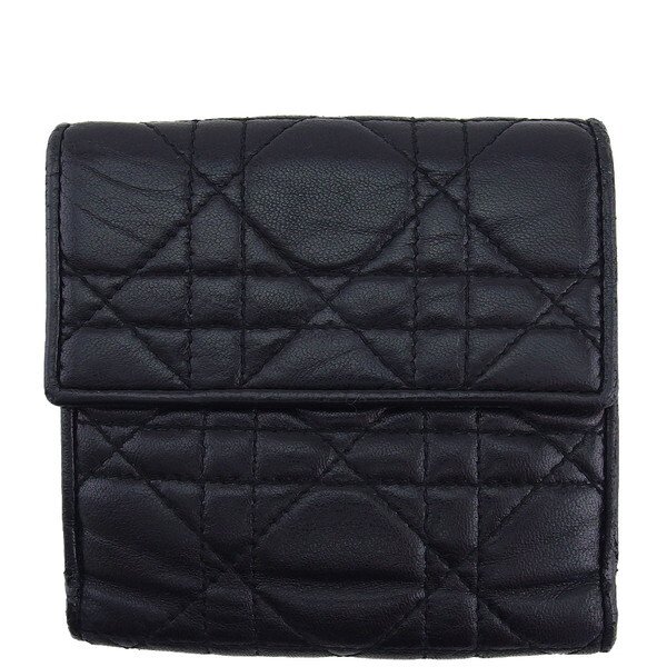【BIGお買い物ラリー★30%OFFセール中】ディオール Dior 二つ折り財布カナージュ レディディオール ブラック レディース 中古