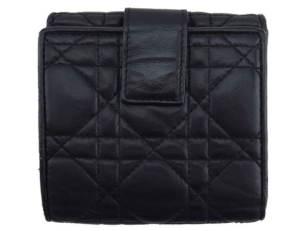 【GWタイムセール】ディオール Dior 二つ折り財布カナージュ レディディオール ブラック レディース 中古_1