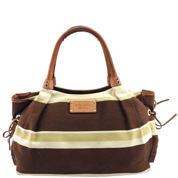 【BIGお買い物ラリー★30%OFFセール中】ケイトスペード Kate Spade ハンドバッグボーダー ブラウン×アイボリー×ベージュ×ゴールド レディース 中古
