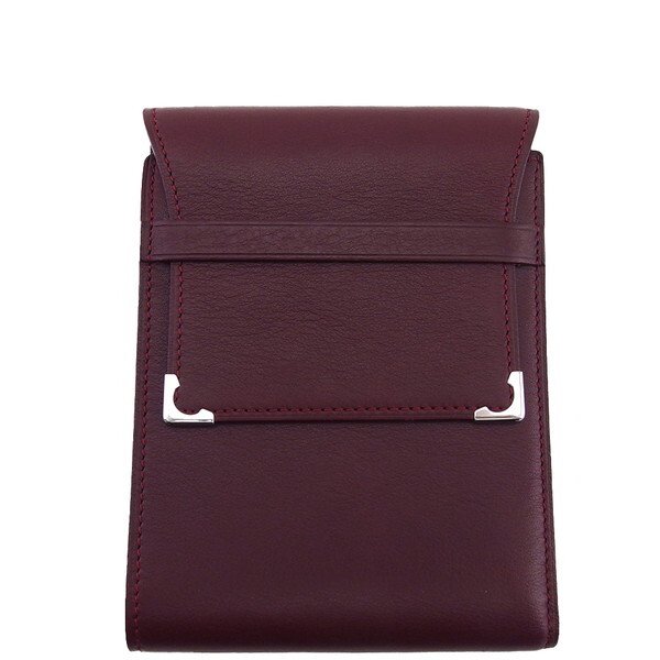 【BIGお買い物ラリー★30%OFFセール中】カルティエ CARTIER 札入れ ボルドー×シルバー レディース 中古