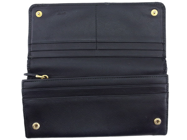 プラダ PRADA 長財布 サフィアーノメタル NERO レディース 中古_4