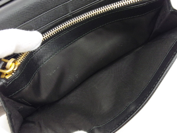 プラダ PRADA 長財布 サフィアーノメタル NERO レディース 中古_7