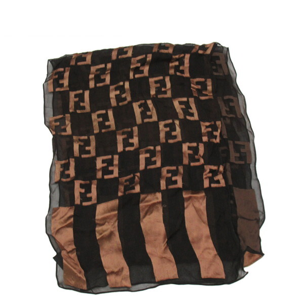 【BIGお買い物ラリー★30%OFFセール中】フェンディ FENDI ストールFF柄 ブラック ベージュ レディース 中古