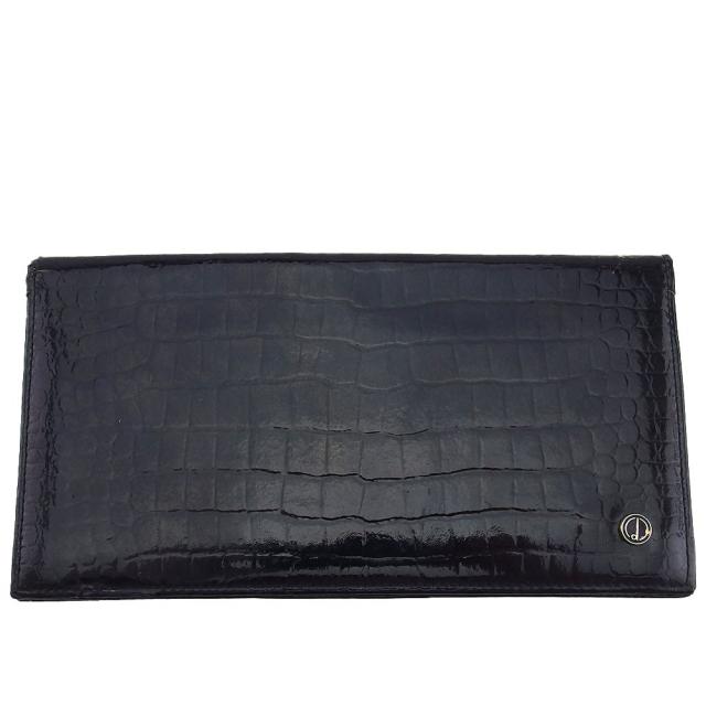 【BIGお買い物ラリー★30%OFFセール中】ダンヒル Dunhill 札入れクロコ調 dマーク ブラック レディース 中古