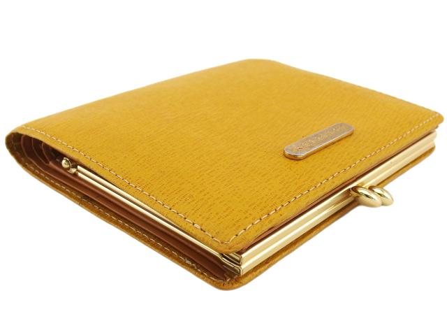 バーバリー BURBERRY 二つ折り財布ロゴプレート イエロー レディース 中古_3