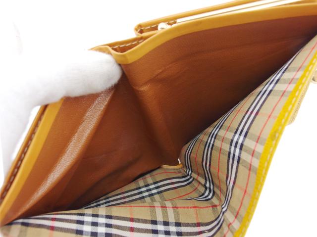 バーバリー BURBERRY 二つ折り財布ロゴプレート イエロー レディース 中古_5