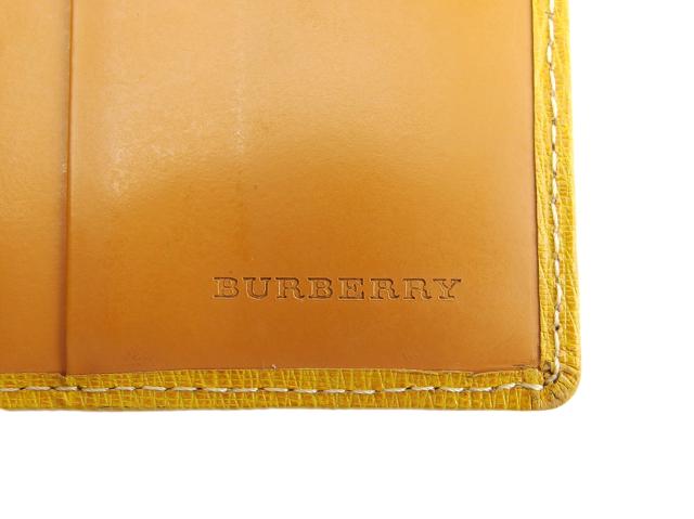 バーバリー BURBERRY 二つ折り財布ロゴプレート イエロー レディース 中古_8