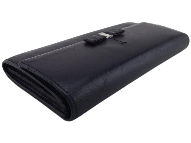 Salvatore Ferragamo フェラガモ 長財布 黒 リボン Ferragamo