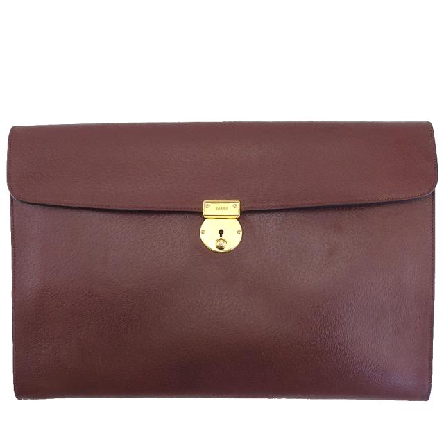 【週末タイムセール】グッチ GUCCI ビジネスバッグロゴプレート オールドグッチ ブラウン レディース 中古_7
