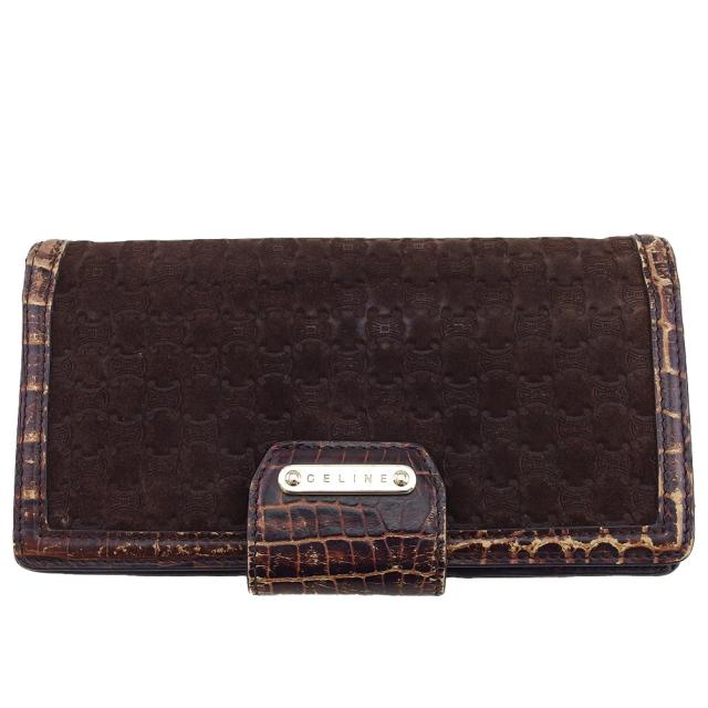 【BIGお買い物ラリー★30%OFFセール中】セリーヌ CELINE 長財布マカダム ブラウン ベージュ レディース 中古