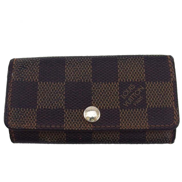 ルイ・ヴィトン LOUIS VUITTON キーケース ダミエ ミュルティクレ4 ブラウン ベージュ レディース 中古