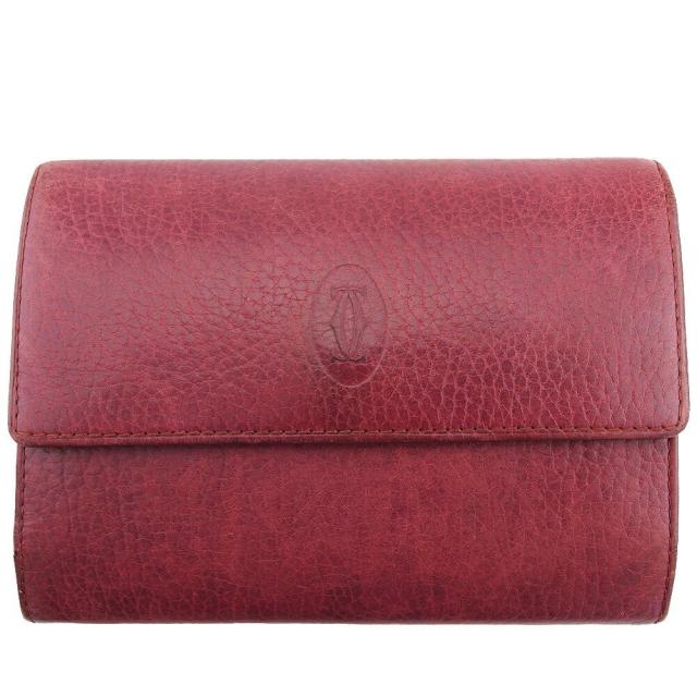 カルティエ CARTIER 二つ折り財布 マストライン ボルドー レディース 中古