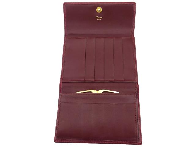 カルティエ CARTIER 二つ折り財布 マストライン ボルドー レディース 中古