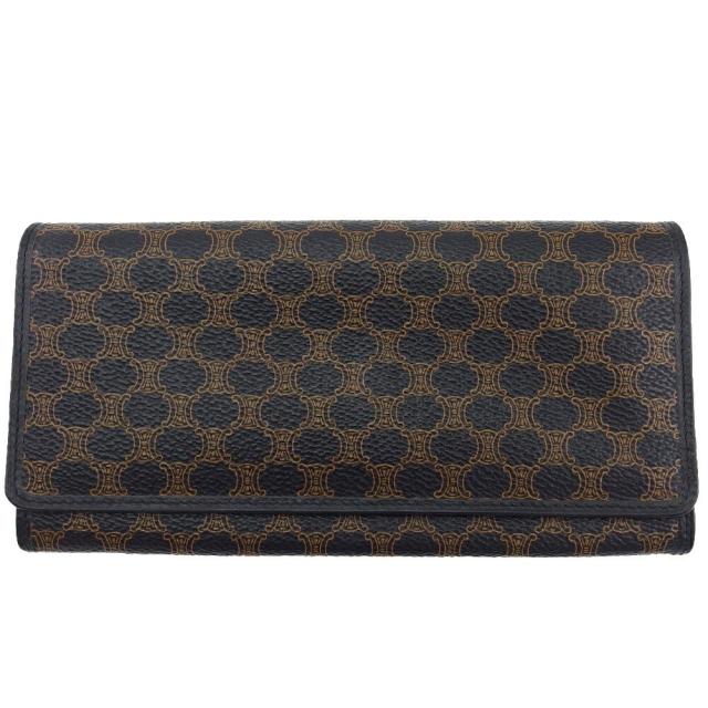 【BIGお買い物ラリー★30%OFFセール中】セリーヌ CELINE 長財布マカダム ブラック×ベージュ レディース 中古
