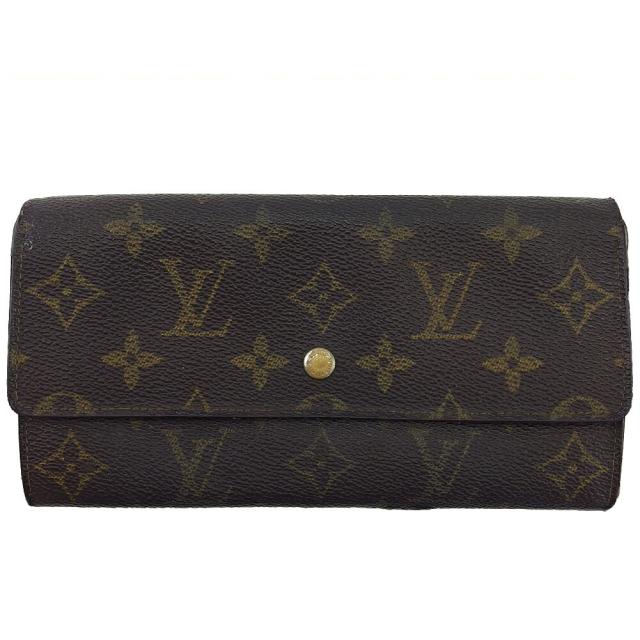 【X'masセール★30%OFF】ルイ・ヴィトン LOUIS VUITTON 長財布モノグラム ポシェット・ポルト・モネ・クレディ ダークブラウン×ベージュ レディース 中古