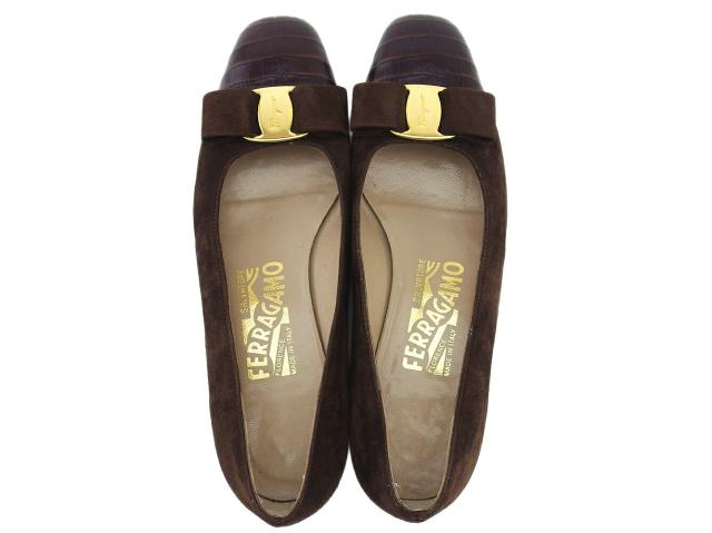 【週末セール★30％OFF】サルヴァトーレフェラガモ Salvatore Ferragamo パンプスヴァラリボン マロン レディース 中古_1