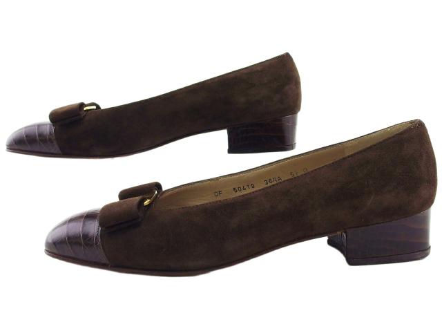 【週末セール★30％OFF】サルヴァトーレフェラガモ Salvatore Ferragamo パンプスヴァラリボン マロン レディース 中古_2