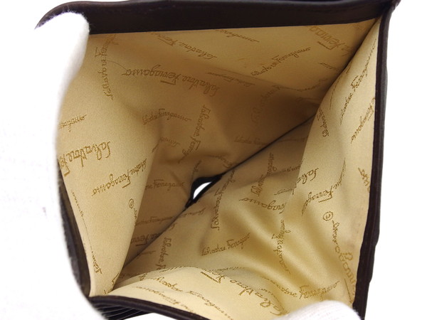 サルヴァトーレフェラガモ Salvatore Ferragamo 二つ折り財布ロゴ ブラウン レディース 中古_5