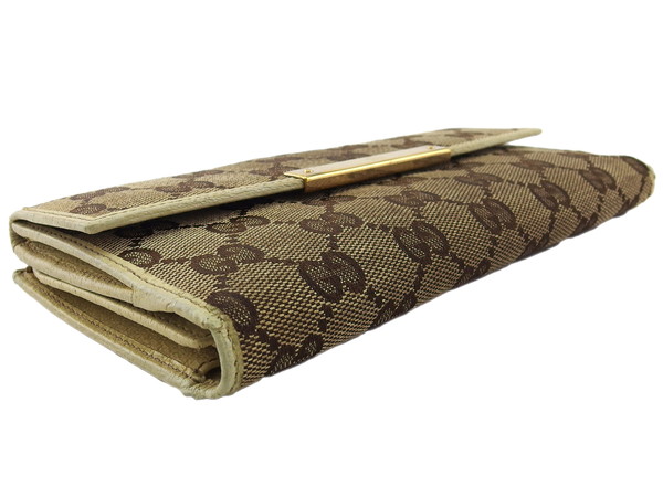 グッチ GUCCI 長財布GGキャンバス ロゴプレート ベージュ ブラウン