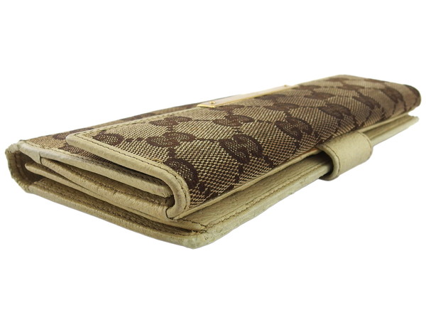 グッチ GUCCI 長財布GGキャンバス ロゴプレート ベージュ ブラウン