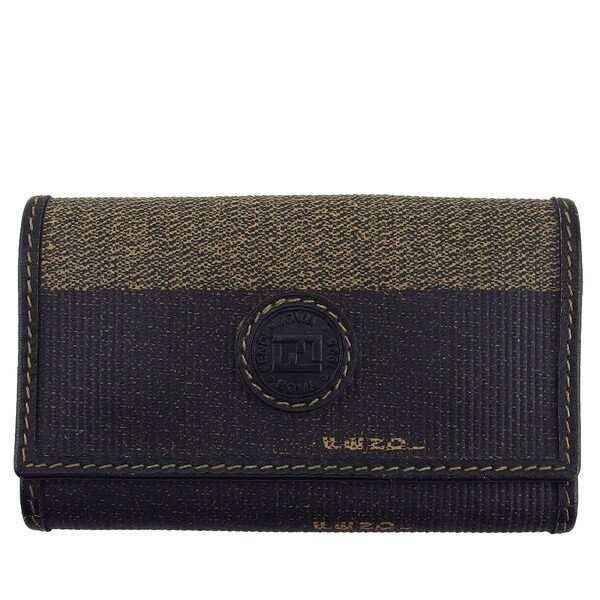 【BIGお買い物ラリー★30%OFFセール中】フェンディ FENDI キーケースペカン ブラック×ベージュ レディース 中古