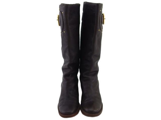 【30％OFF★土日ひと休み大売り出し】クロエ Chloe ブーツ 赤銅色×ゴールド レディース 中古