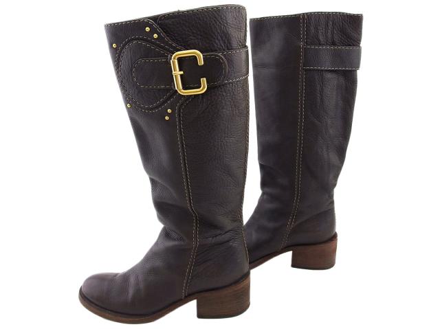 【30％OFF★土日ひと休み大売り出し】クロエ Chloe ブーツ 赤銅色×ゴールド レディース 中古