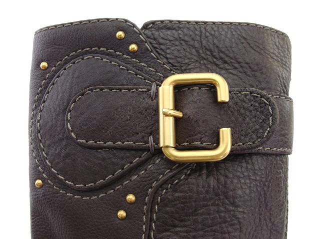 【30％OFF★土日ひと休み大売り出し】クロエ Chloe ブーツ 赤銅色×ゴールド レディース 中古