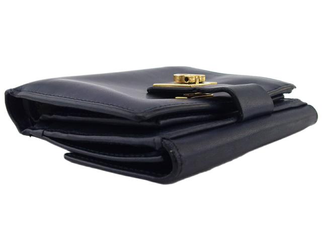 【30％OFF★土日ひと休み大売り出し】サルヴァトーレフェラガモ Salvatore Ferragamo 二つ折り紙入れガンチーニ Midnight レディース 中古