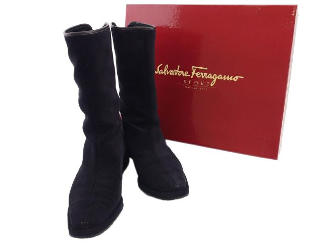 【BIGお買い物ラリー★30%OFFセール中】サルヴァトーレフェラガモ Salvatore Ferragamo ブーツ NERO レディース 中古