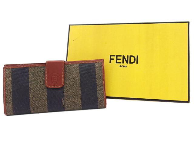 Fendi 長財布 ブラウン/ベージュ/ブラック フェンディ FENDI 長財布ペカン ブラウン×ブラック×ベージュ