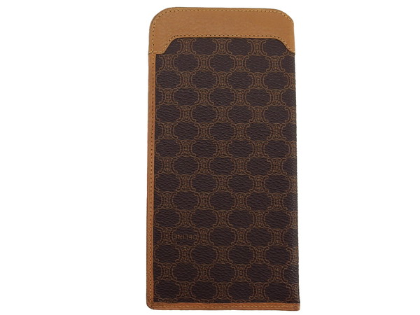 【30％OFF★週末タイムセール】セリーヌ CELINE メガネケースマカダム ロゴプレート ブラウン ベージュ レディース 中古_1