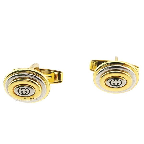 【X'masセール★30%OFF】グッチ GUCCI カフスインターロッキングG ダブルG スウィヴル式 ゴールド シルバー レディース 中古