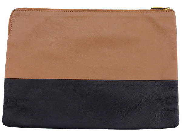 セリーヌ CELINE クラッチバッグバイカラー ロゴ入り ブラウン ブラック レディース 中古_1