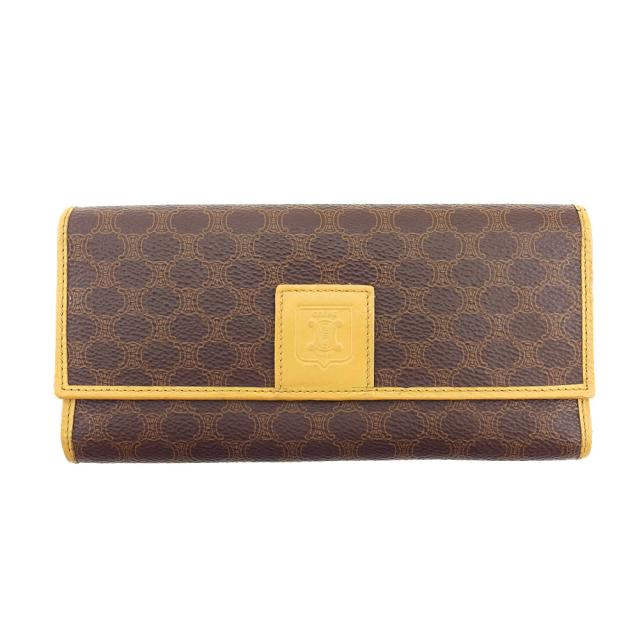【BIGお買い物ラリー★30%OFFセール中】セリーヌ CELINE 長財布マカダム ブラウン ベージュ レディース 中古