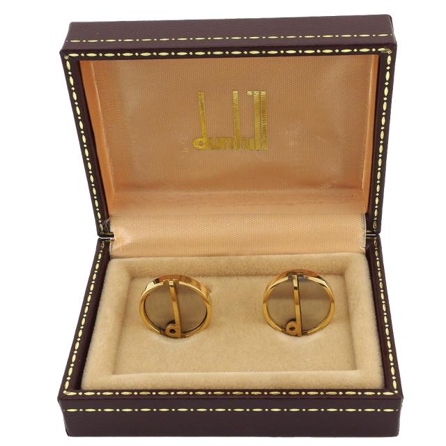 【BIGお買い物ラリー★30%OFFセール中】ダンヒル Dunhill カフスdマーク サークル 丸型 スウィヴル式 ゴールド シルバー レディース 中古
