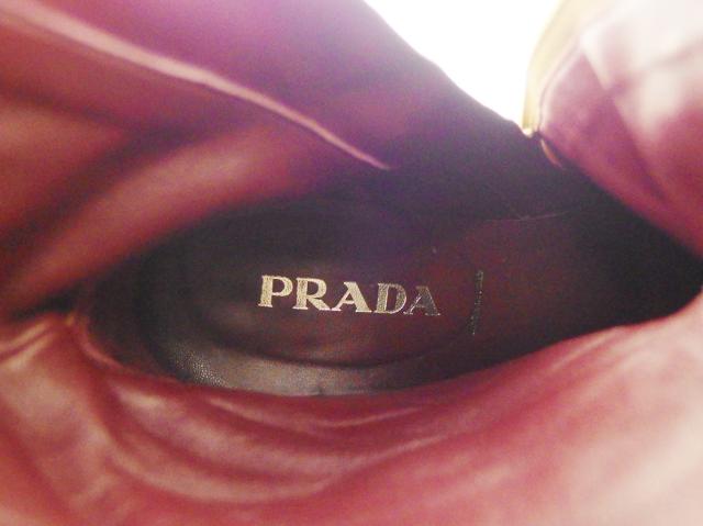 【週末タイムセール】プラダ PRADA ブーツ ブラウン×ゴールド レディース 中古_4