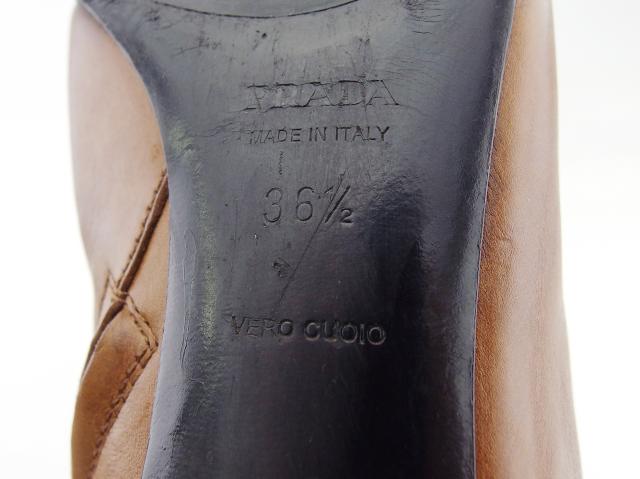 【週末タイムセール】プラダ PRADA ブーツ ブラウン×ゴールド レディース 中古_8