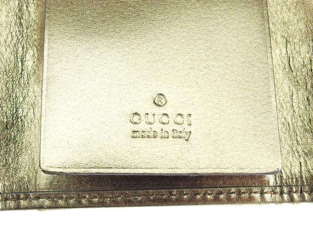 グッチ GUCCI キーケースシェリー ゴールド×ベージュ×カーキ